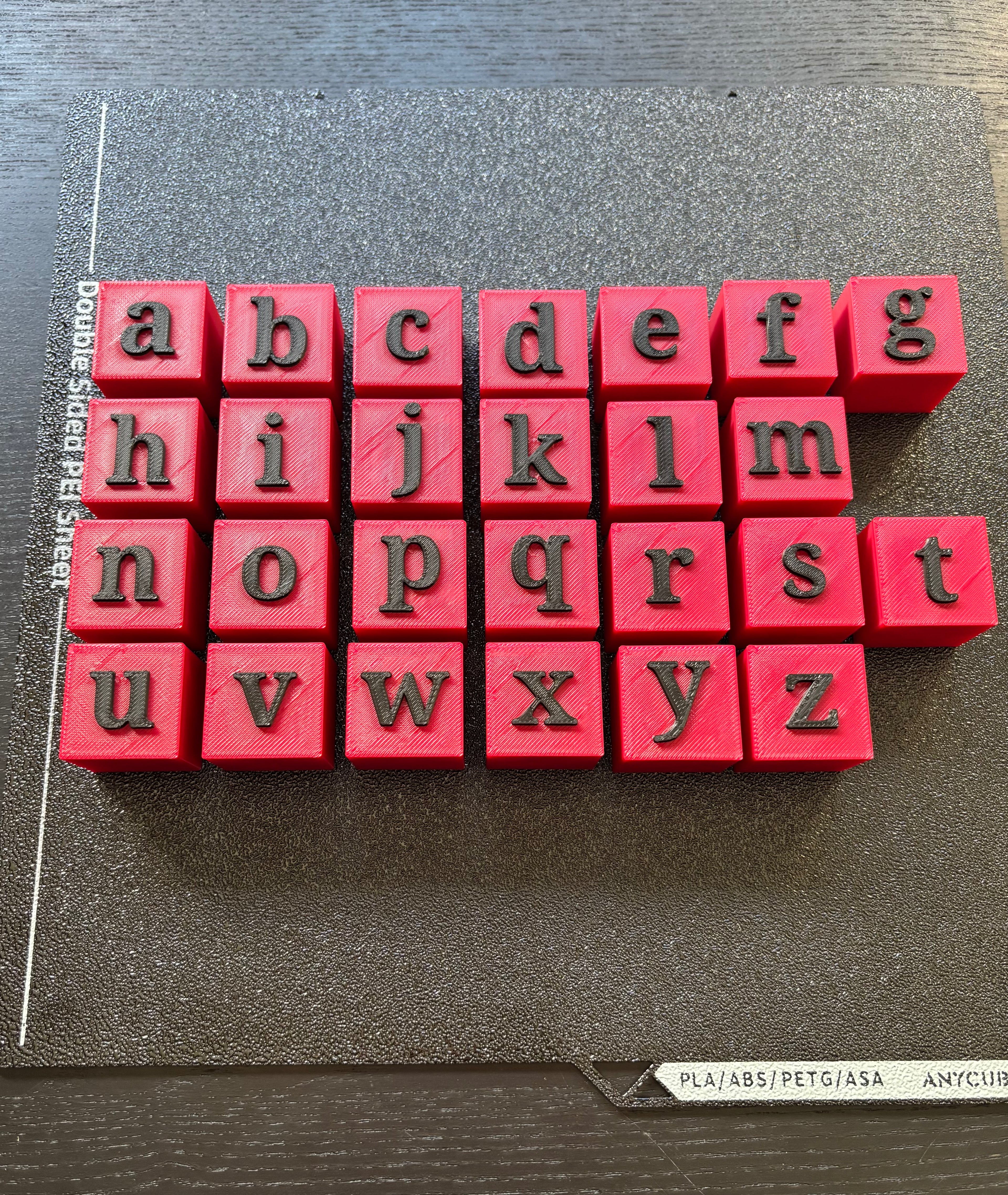 3D geprinte letterblokken set